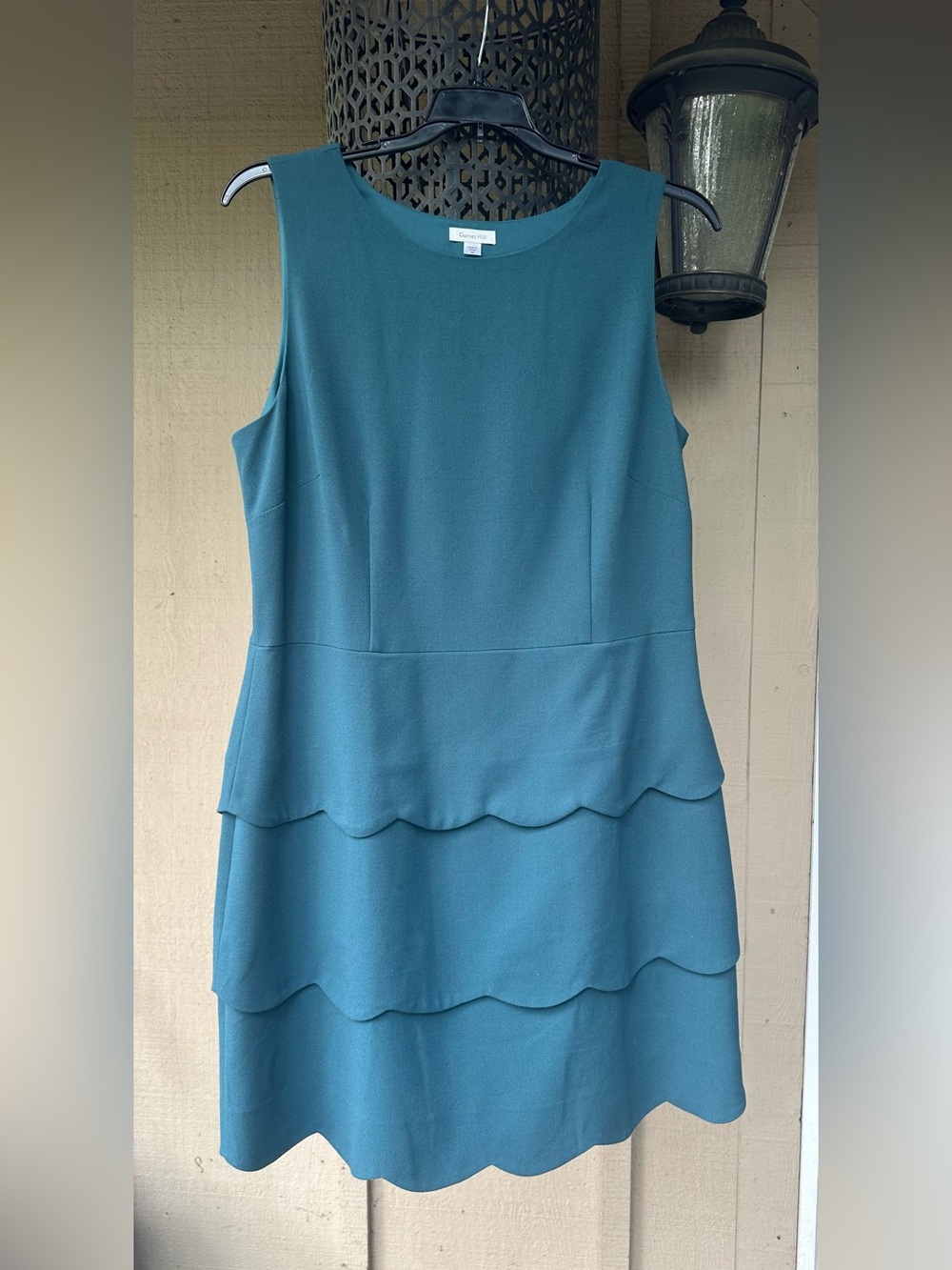 Garnet Hill Sleeveless Tiered Scallop Dress- Deep Teal